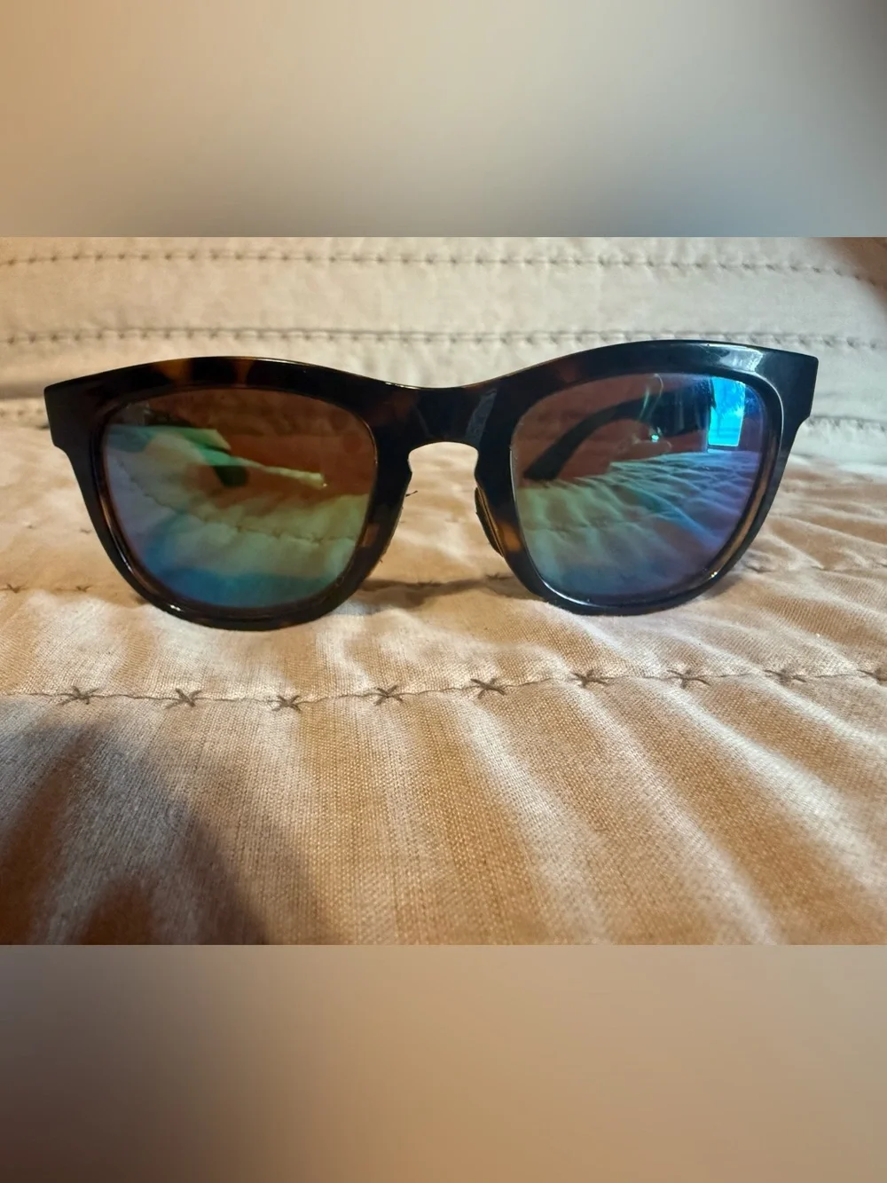 Costa Copra Tortoiseshell Frame Sunglasses with Blue-Green Mirrored Lenses